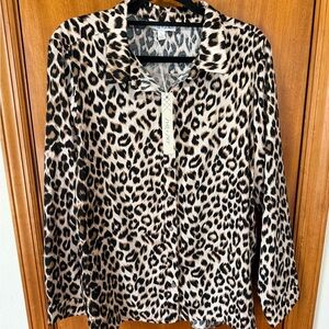 Leopard Print Button-Front Women’s Top